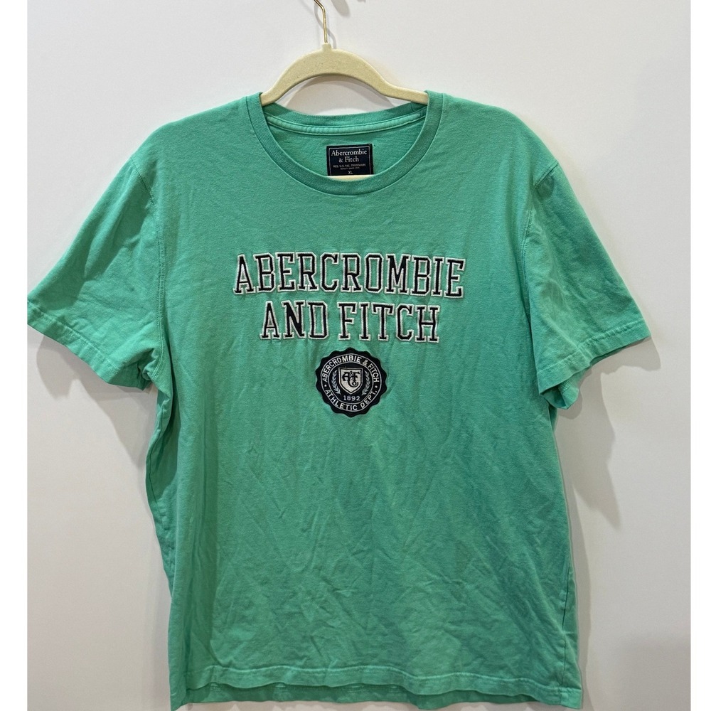 Abercrombie Fitch Mens XL Green Athletic Dept Graphic T Shirt Cotton‎
